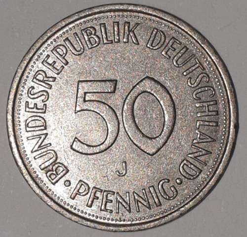 1990 J - 50 PFENNIG - GERMANY - FEDERAL REPUBLIC (Copper-Nickel) KM#109.2